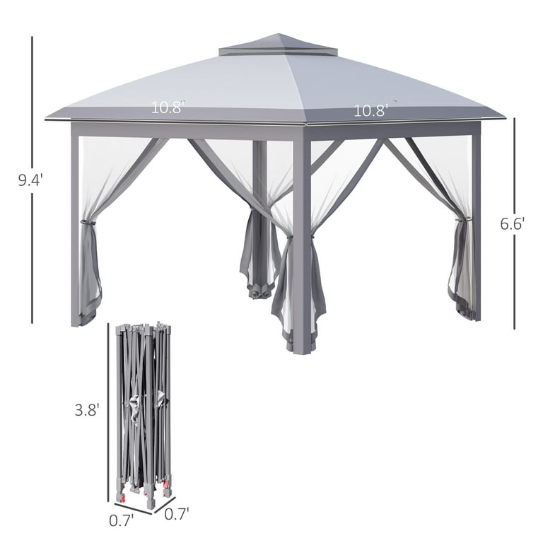 Outsunny 11' x 11' Pop Up Canopy Tent with Netting and Carry Bag