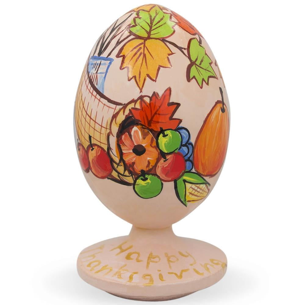BestPysanky Thanksgiving Horn of Plenty Cornucopia Wooden Figurine