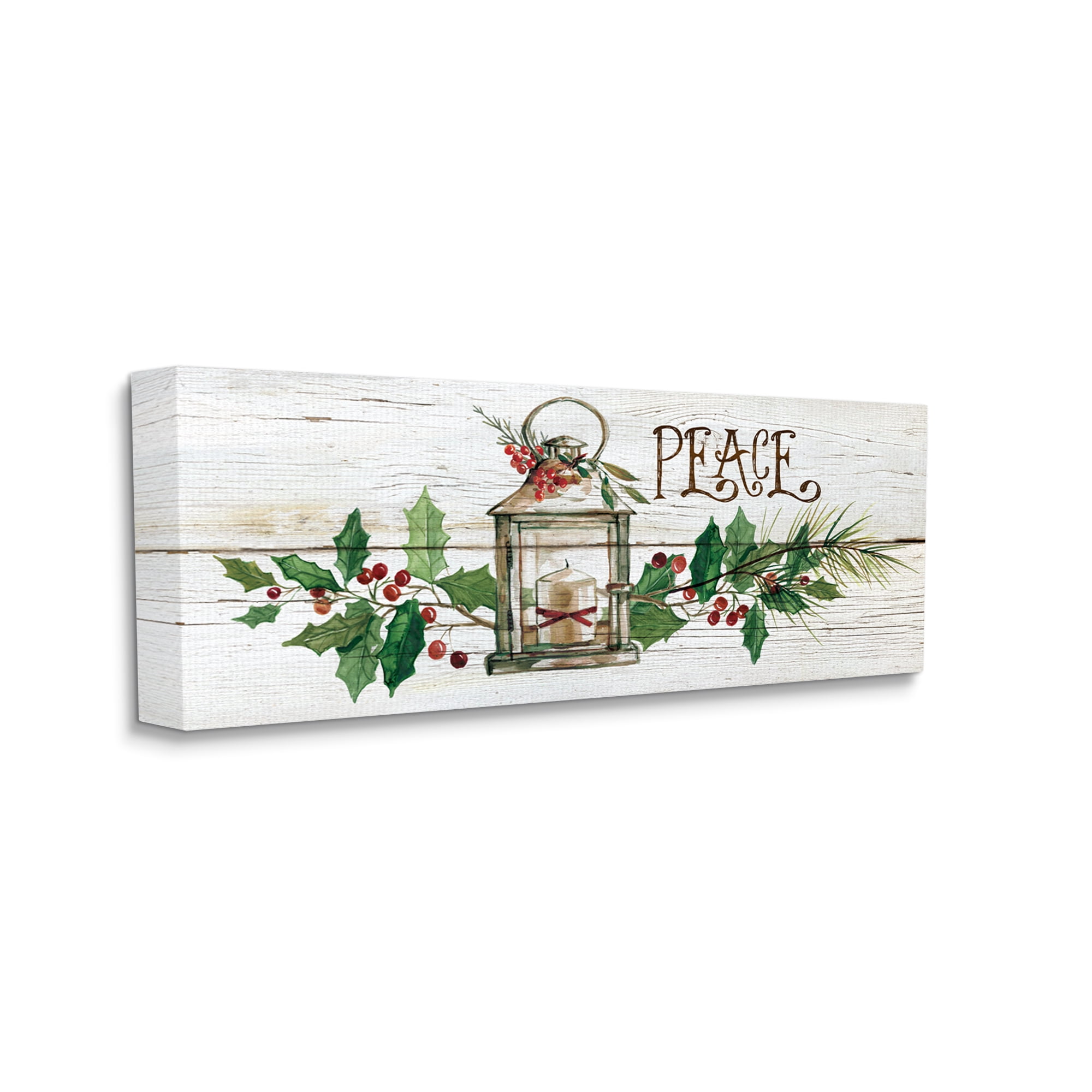 Stupell Industries Peace Winter Berries Holiday Painting Gallery Wrapped Canvas Print Wall Art, 48 x 20