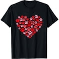 thumbnail image 2 of 100% Cotton Unisex Valentines Day Dogs Paw Print Heart Pet Dog Lover Owners T-Shirt, 2 of 5