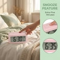 thumbnail image 4 of REGALWOVEN Small Digital Alarm Clock for Bedroom, Alarm Clocks with Big Numbers Display, Temperature, Snooze, 12/24H for Deep Sleepers Pink, 4 of 6