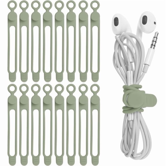 Silicone Cable Ties Wire Organizer for Cable Management, 16 Pieces 4.2" and 7.1" Reusable Cable Organizer Electronic Accessories for Home, Office, Kitchen, School, Travel (Black)