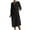 Black independence day dresses for women, variant on Wenini Dresses for Women 2023 3/4 Sleeve Plain Round Neck Midi Summer Dresses Casual Fashion Loose Sundress Autumn Cotton Linen Swing A-Line Dress with Button and Pocket Black L