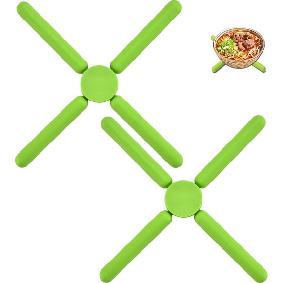 Non-Slip Collapsible Cross Design Silicone Trivets, Perfect for Heat Resistant Multifunctional Use, Compact Storage Expandable Pot Holder for Kitchen Countertops