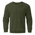 thumbnail image 5 of Men's Solid Color Fleece Crewneck Pullover, Fuzzy Plush Long Sleeve Casual Sweatshirt for Winter Warmth, Lounge,Army Green,L, 5 of 6