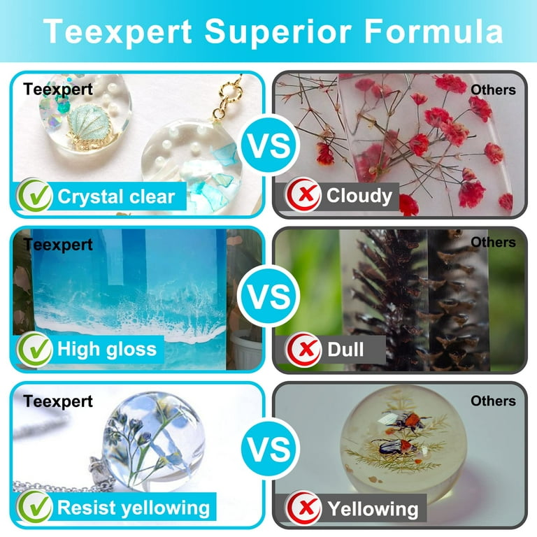 Teexpert Crystal Clear Epoxy Resin Kit 1/2 Gallon Self-Leveling
