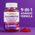 thumbnail image 5 of Healblend NAD+ Biotin Gummies – Collagen Peptides, Resveratrol, Keratin & Berberine – Anti-Aging Hair, Skin & Nail Support – Vitamin K2 & D3, Zinc – Raspberry Flavor – 60 Gummies, 5 of 11