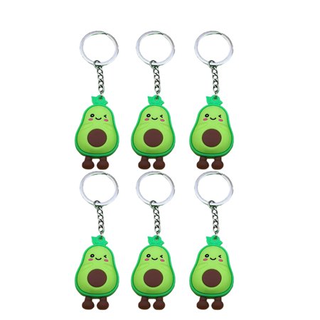 

6Pcs Avocado Shaped Keychain Cartoon Key Ring Creative Keychain Backpack Hanging Pendant Light Green