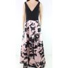 Betsy & Adam Womens V-Neck Prink Black Pleated Ball Gown $244-