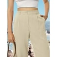 thumbnail image 5 of Womens Casual Wide Leg Pants High Waisted Button Down Straight Long Trousers Palazzo Pants, 5 of 8
