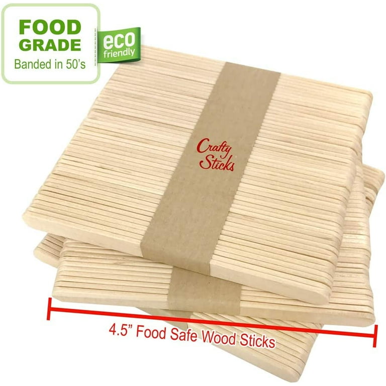 Wooden Food Safe Ice Cream Popsicle Sticks, A Grade Eco-Friendly, 4.5 inch (1,000 Pack)