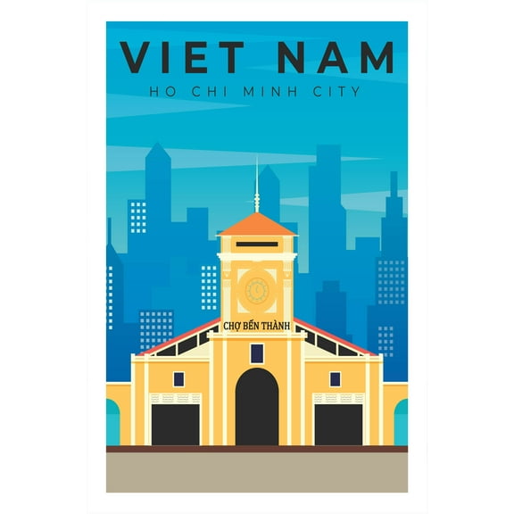 EzPosterPrints - Retro World Famous City Posters - Decorative, Vintage, Retro, Grunge Travel Poster Printing - Wall Art Print for Home Office - VIETNAM, VIETNAM - 12X18 inches
