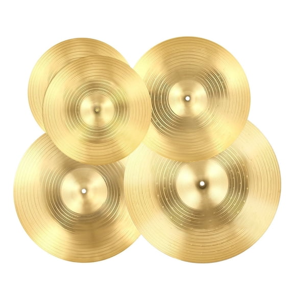 Cymbal Pack - 4 Piece Drum Cymbals Set - Alloy Hi-Hat, Crash & Ride - with Drumsticks & Bag