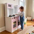 thumbnail image 4 of TLSUNNY Wooden Play Kitchen for Kids with Realistic Lights & Sounds, Interactive Pretend Playset with Sink & Accessories for Boys & Girls 3+ , Pink, 4 of 10