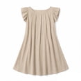 thumbnail image 5 of Admvng Women's Solid Crew Neck Ruffle Cap Sleeves Pleated Front Dress, 5 of 5