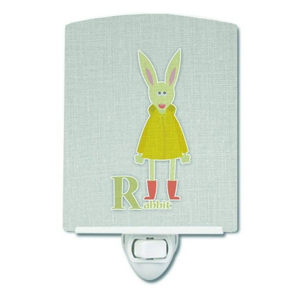 Caroline's Treasures BB5743CNL Alphabet R for Rabbit Ceramic Night Light, 6x4x3", multicolor