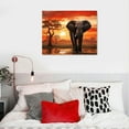 thumbnail image 4 of JRXY  African Elephants Canvas Wall Art Wild Animal Picture Sunset Nature Landscape Painting Wall Decor Scenery Large Artwork for Living Room Office Bedroom Decoration Picture 1, 4 of 4