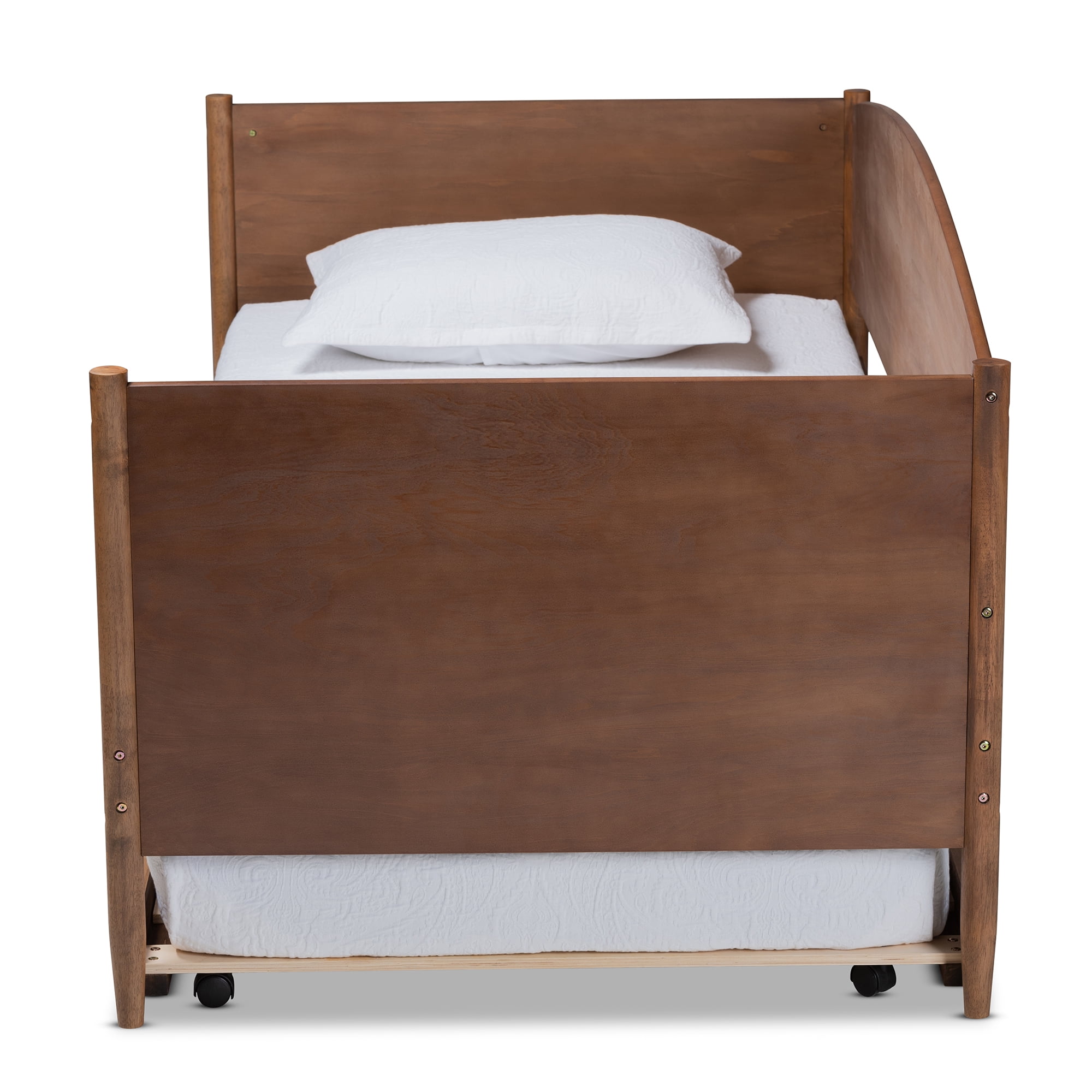 Baxton Studio Veles MidCentury Modern Ash Wanut Finished Wood Daybed with Trundle