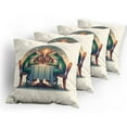 thumbnail image 5 of Ambesonne Frog Throw Pillow Cover 4 Pack, Croaker Couple Romantic Dinner, 20", Fern Green White Brown, 5 of 7