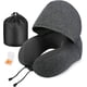thumbnail image 1 of Almohada de espuma viscoelástica para viajes con capucha, almohada portátil de avión para adultos para reposacabezas, soporte para el cuello, coches de oficina, trenes, vuelos largos para dormir, 1 of 5