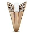 thumbnail image 4 of IP Rose Gold(Ion Plating) Brass Ring with Semi-Precious Agate in White for Women Style GL223, 4 of 4