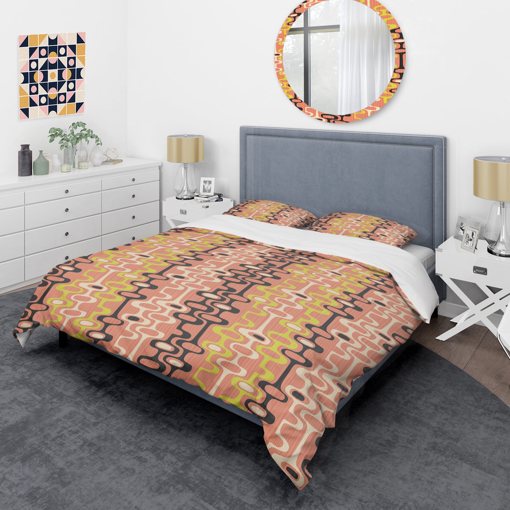 Designart 'Retro Abstract Design XIII' Mid-Century Modern Duvet Cover Set