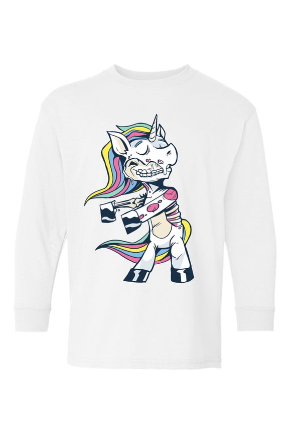 Halloween Youth Sweatshirt Zombie Unicorn Crewneck Tee for Kids