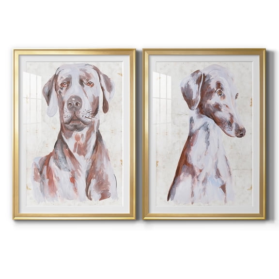Wexford Home Sitting Dog I Premium Framed Print, 30.5" x 42.5" - Ready to Hang, Gold (Set of 2)