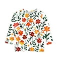 thumbnail image 5 of Ugoldhm Girls Floral Printed Shirts Casual Crewneck 3/4 Sleeve Tops Fall Winter Undershirts, 5 of 5