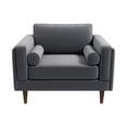 thumbnail image 4 of FurniFact Gray Velvet Accent Chair with Solid Wood Frame, Ideal Living Room Seating, 4 of 4