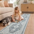 thumbnail image 6 of CYNERA Vintage Distressed Bohemian Runner Rug Gray 2'x10', Soft Machine Washable Foldable Non-Slip Carpet for Hallway Kitchen Entryway Living Room Bedroom, 6 of 8