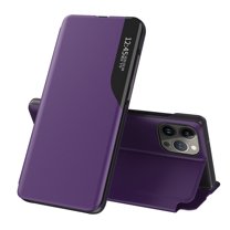 Case for iPhone 14 Pro 2022, Magnetic Flip Phone Case Stand Anti-scratch Anti-shock Protective Phone Cover with Window View Function for Apple iPhone 14 Pro,Purple