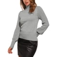 thumbnail image 4 of TOP DE MUJER INSPIRE CHIC Suéter de punto de manga larga con cuello alto y elasticidad M Gris, 4 of 4