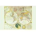 thumbnail image 2 of Dunn, Samuel 24x17 Gold Ornate Wood Framed with Double Matting Museum Art Print Titled - Stereographic Map of the Earth and the Moon, 2 of 4