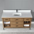 thumbnail image 6 of Kesia 60" Single Bathroom Vanity Set in Brown Pine with Aosta White Composite Stone Countertop without Mirror, 6 of 8