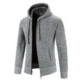 thumbnail image 4 of Herrnalise Men's Winter Hooded Sweater Coat Casual Loose Zipper Double Pockets Plush Thickened Sweater Coat Sweater Cardigan Long Sleeve Hooded Casual Coat/Jacket Gray, 4 of 5