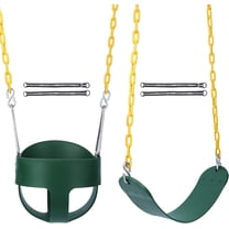REDCAMP High Back Toddler Bucket Swing Seat and Heavy Duty Swing Seat for swingset playground with Coated Chains Fully Assembled, Green