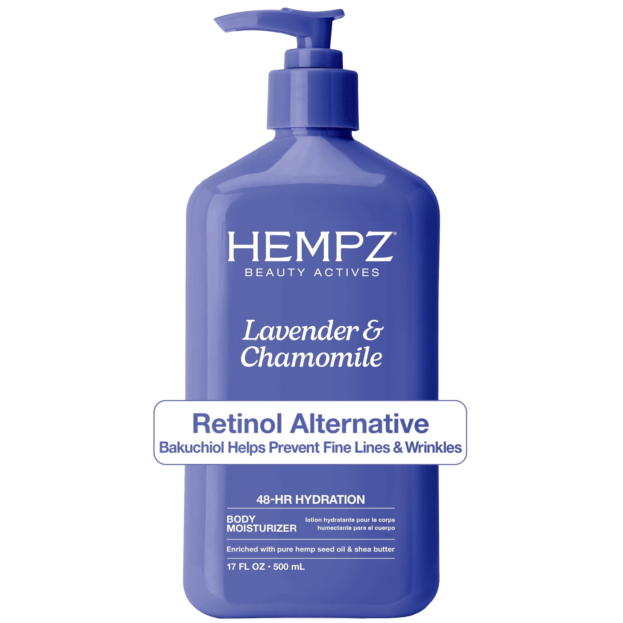 Hempz Beauty Actives Lavender & Chamomile Body Moisturizer Lotion with Retinol Alternative to Help Prevent Fine Lines & Wrinkles, 17 fl oz