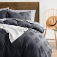 thumbnail image 1 of Juego de funda nórdica para cama tamaño king: funda nórdica bohemia tamaño king, funda nórdica gris con mechones de 3 piezas tamaño king con cierre de cremallera, 1 funda nórdica tamaño king de 104 x, 1 of 5