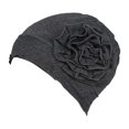 thumbnail image 1 of TISHITA For Ladies Solid Elastic Flower Hat Turban Chemo Cancer Hair Loss Cap Head Wrap dark grey, 1 of 8