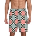thumbnail image 3 of Lsque Colorful Checkered Mens Sleep Pajama Shorts,Short Pajama Pants, Cotton Ultra-Soft Knit-Small, 3 of 9