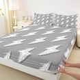 thumbnail image 4 of Erosebridal Hand Drawn Doodle Lightning Queen Sheet Sets,Gray White Bed Set For Boys Kids 4-Piece, 4 of 6