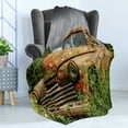 thumbnail image 4 of Abandoned Soft Flannel Fleece Throw Blanket, Discarded Forgotten Junk Car Vintage Wreck in an Overgrown Green Field Image, Cozy Plush for Indoor and Outdoor Use, 60" x 80", Multicolor, by Ambesonne, 4 of 5