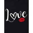 thumbnail image 3 of Camiseta para mujer verano cuello redondoChic Red Lips & Love Letter Print Women's T-Shirt - Casual Round Neck, Short Sleeve Top, Breathable Polyester, Machine Washable - Perfect for Spring/Summer/F, 3 of 7