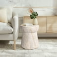 thumbnail image 5 of Fluted Travertine Stone Finish Italian Design MgO Side Accent Table, 5 of 12