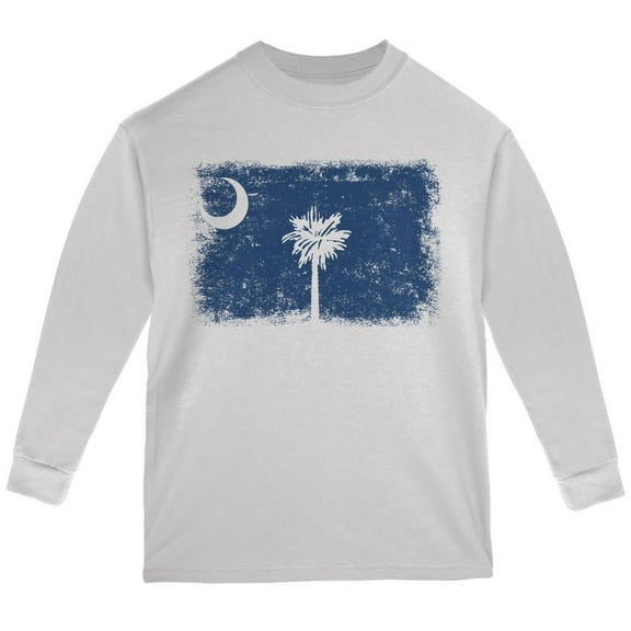 Born and Raised South Carolina State Flag Youth Long Sleeve T Shirt White YMD