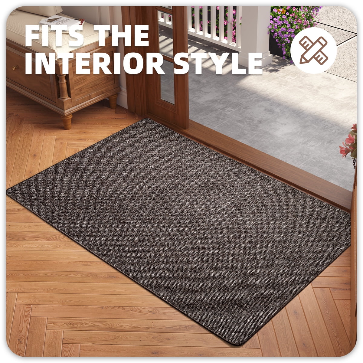 PABUBE Doormat for Inside 24"x36", Door Rug for Entryway Indoor, Dirt Trapper, Non Slip Entryway Rugs Washable Welcome Mat for Inside, Absorbent Entry Mat Low-Profile Entry Rug Indoor Doormat, Brown
