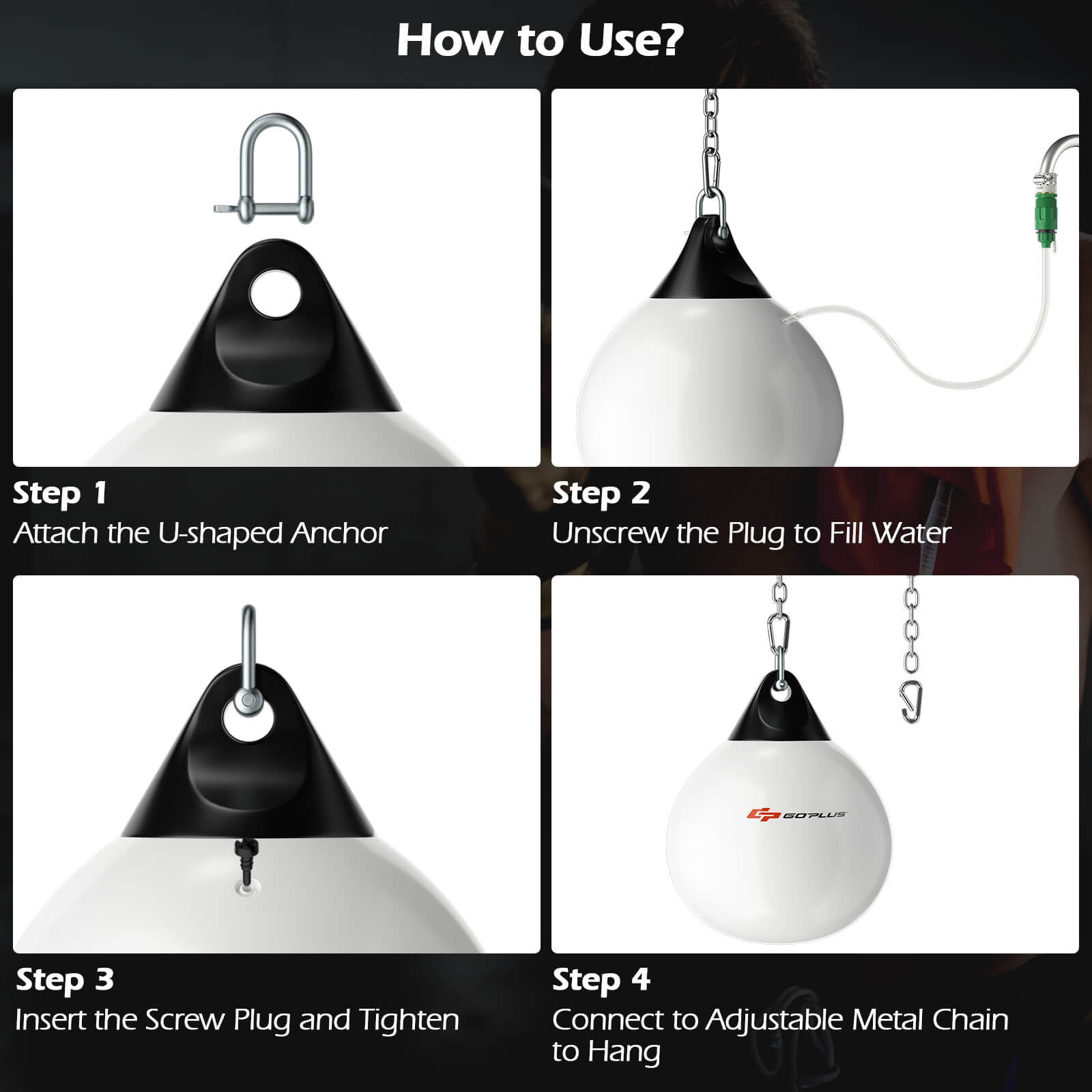 Goplus Water Punching Bag 21" 180 Pound Heavy Punching Bag with Adjustable Metal Chain White
