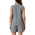 thumbnail image 3 of INSPIRE CHIC Gingham Vest Shorts Suit Set for Women's Two Piece Summer Casual Sleeveless Blazer Shorts Outfits S Black, 3 of 6