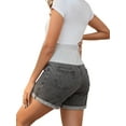 thumbnail image 3 of INSPIRE CHIC Women's Summer Lounge Workout Roll Hem with Pockets Maternity Pregnancy Denim Shorts Gray Small, 3 of 6